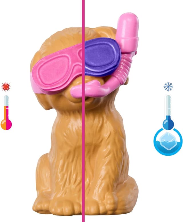 Detalle de Barbie Piscina dei Cuccioli (JBF35) set con effetto cambia colore, scivolo e bambola inclusa