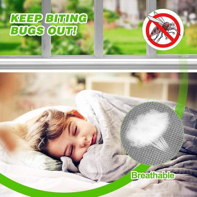 Detalle de Magnetic Fly Screen Window Adjustable DIY Max 120x110cm Fibreglass Mesh with Strong Magnetic Strip