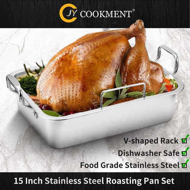 Thumbnail 2 de 15 Inch Stainless Steel Roasting Pan for 20lb Turkey
