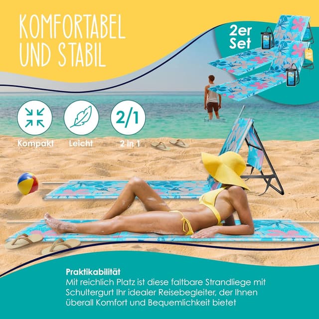 Detalle de KESSER® Colchoneta de Playa Plegable Azul Claro 🏖