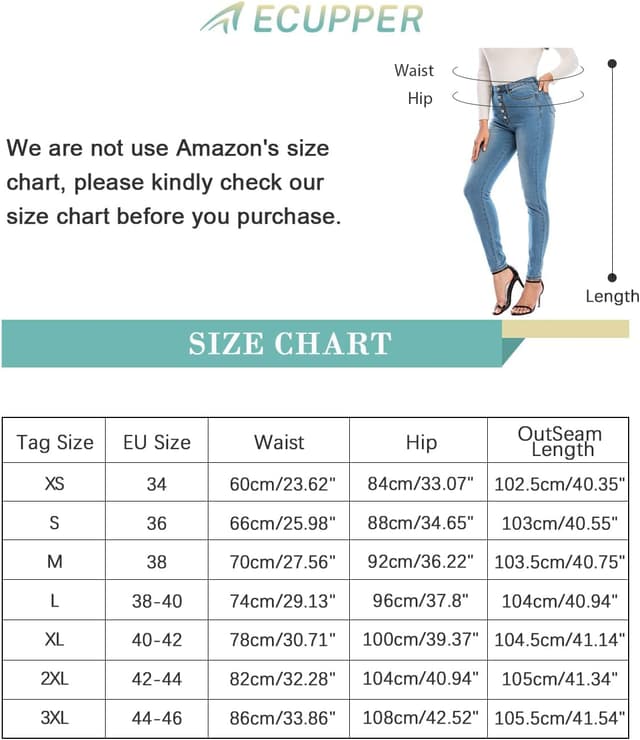 Detalle 2 de Jeans femme taille haute Ecupper slim skinny stretch à 5 poches