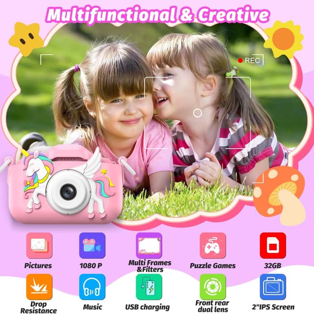 Detalle 2 de Masterbee Kids Digital Camera Toys (Ages 3–12) — 1080P HD Dual-Lens Photo & Video Camera with 2-Inch LCD