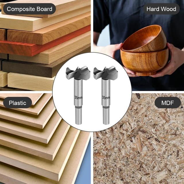 Detalle 2 de flintronic Lot de mèches Forstner 6 pièces 10 à 35 mm (queue ronde) pour bois