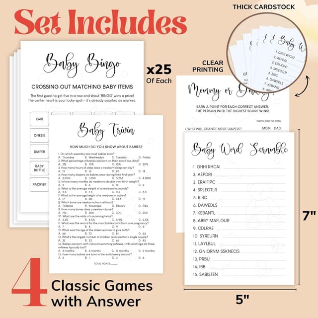 Thumbnail 1 de WOODAMORE Funny Baby Shower Games Bingo Set 🎲