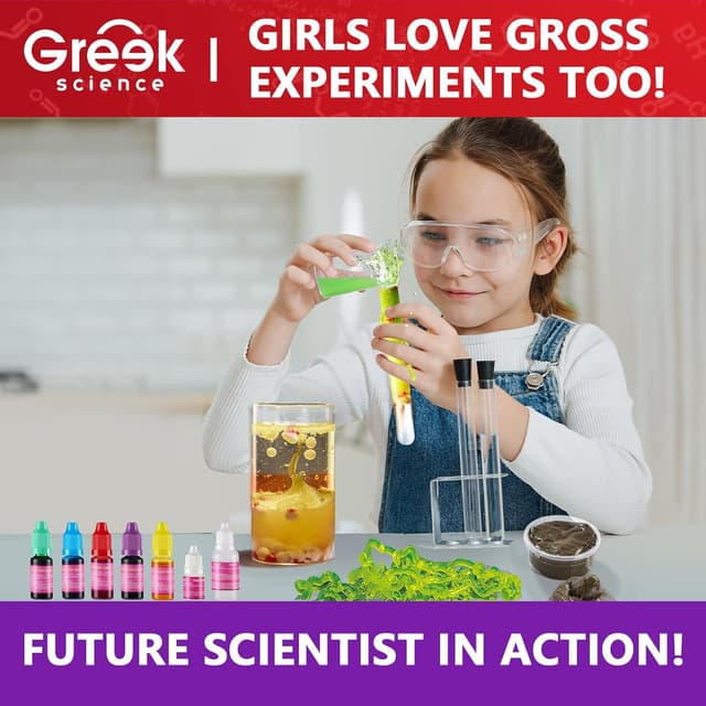 Detalle de Greek Science 75+ Eklige Experimente für Mädchen – STEM-Lernset ab 8 Jahren mit Gehirn-Dissektion & Organ-Schleim