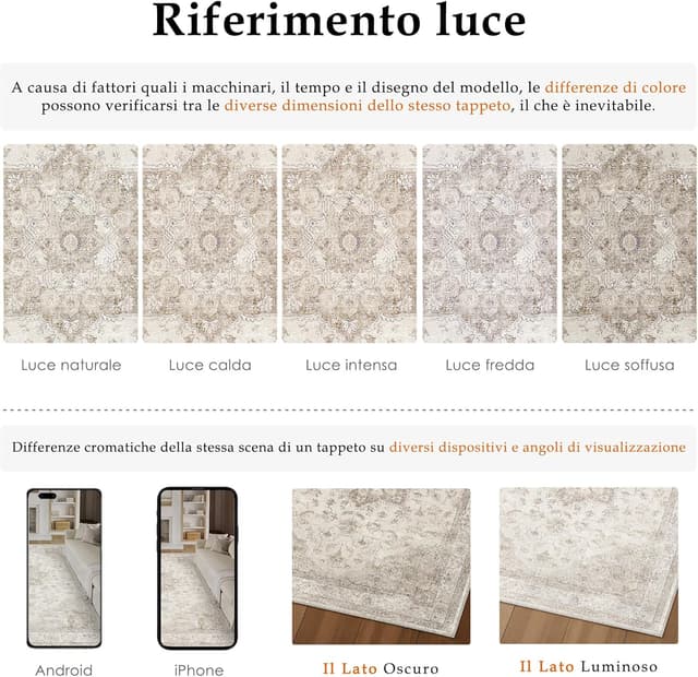 Detalle de PureCozy Tappeto vintage 200x300 antiscivolo