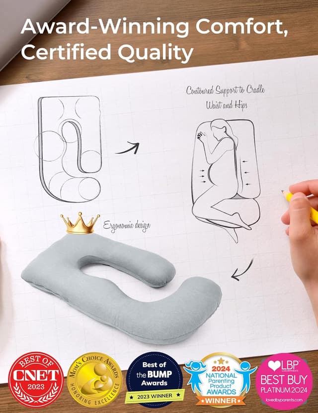Detalle de Momcozy U-Shaped Pregnancy Pillow 57 Inch