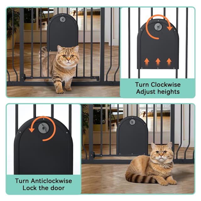 Detalle 2 de COMOMY Türschutzgitter für Babys ohne Bohren – Treppenschutzgitter Breite 75–123 cm, schließt automatisch, schwarz