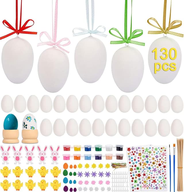 Detalle de IDEALHOUSE 130pcs Easter Eggs Decoration Foam Stickers Set (paintable hanging eggs)