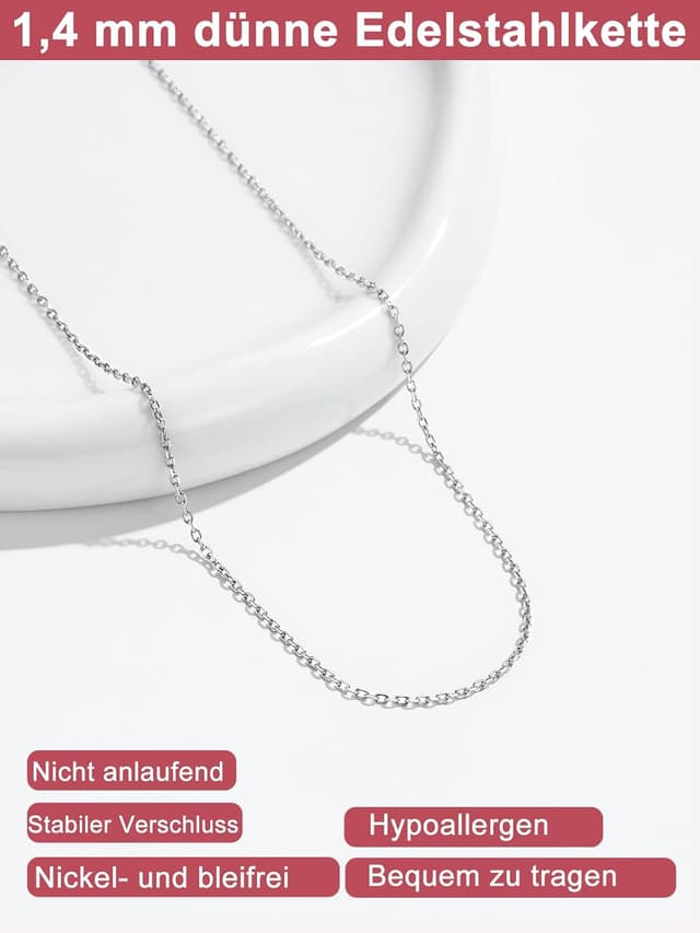 Detalle de FOCALOOK Edelstahl-Rolokette für Damen (1,4/2 mm) als Ersatzkette – fein, wählbar in Farbe und Länge
