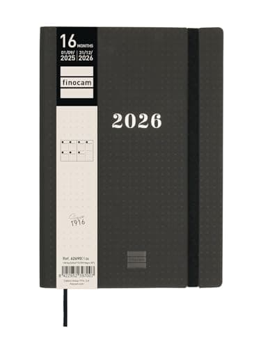 Detalle 2 de Finocam Agenda Dotted 16 meses 2025–2026 Negro