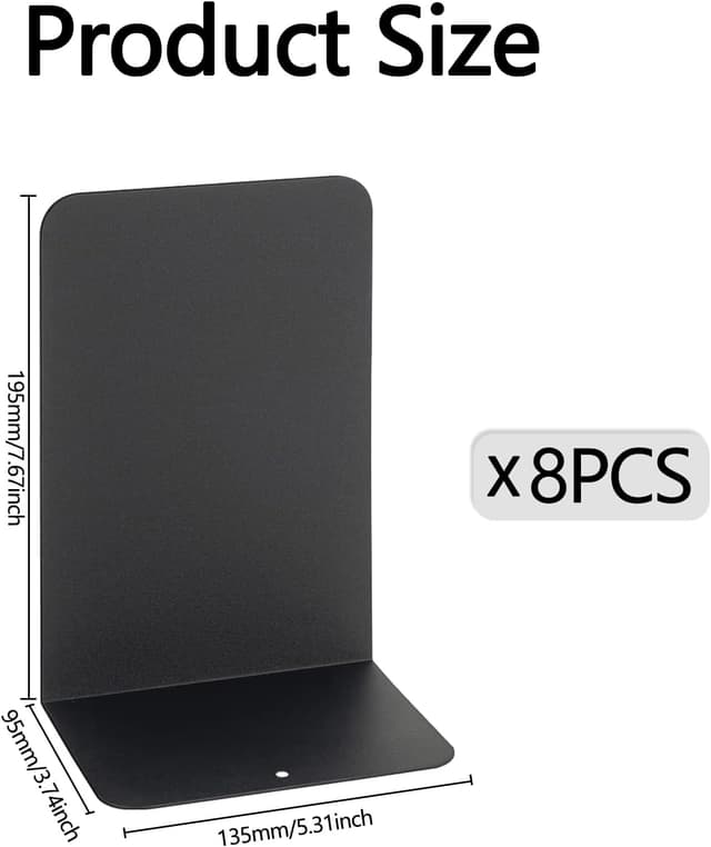Detalle 2 de 8Pcs Black Decorative Metal Book Ends