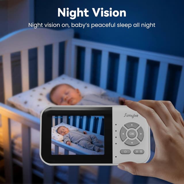 Detalle de Simyke Baby Monitor with Camera & 2.8 Inch Screen (No WiFi) with 2-Way Talk and VOX mode