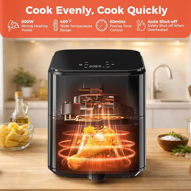 Detalle 2 de NEWBULIG Compact Digital Air Fryer (3 Qt) with Nonstick Plate & Dishwasher-Safe Basket