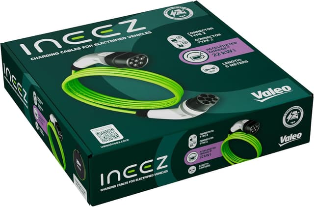 Detalle 2 de VALEO Ineez 652105 – Câble de charge véhicule électrique/plug-in Type 2 vers Type 2 (jusqu’à 22 kW) avec sac de transport, 5 m