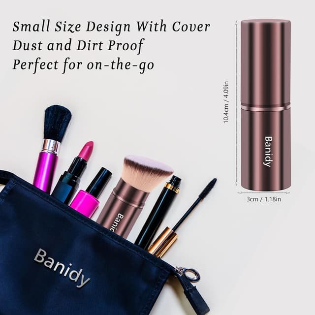 Thumbnail 6 de Retractable Kabuki Makeup Brush Travel Cover for Foundation, Powder, Blush, Bronzer (Cruelty-Free, Brown)