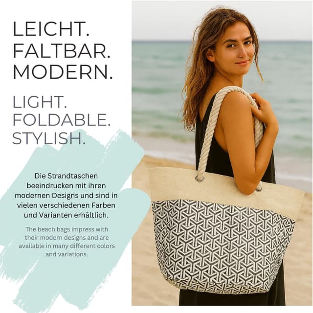 Thumbnail 6 de styleBREAKER Ladies XXL borsa da spiaggia grande con motivo a infinito metallico e tracolla