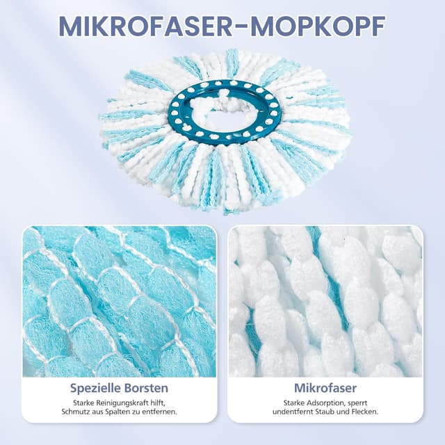 Detalle de 4er-Set Bodenwischer-Ersatzbezüge für Leifheit Clean Twist Disc Mop Ergo/Clean Twist Disc Mop (Ersatzteil 52115)