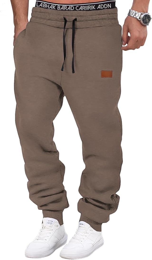 Detalle 2 de HMIYA Herren-Jogginghose aus Baumwolle (Trainingshose, Freizeithose) mit Taschen und Kordelzug