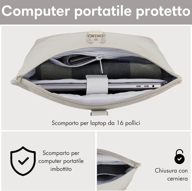 Detalle de LARKSON Tammo rolltop impermeabile per PC fino a 16" – zaino leggero da lavoro, università e viaggio