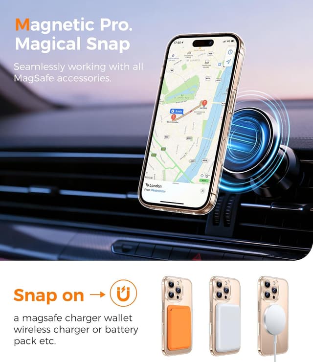 Detalle de Qasyfanc Magnetic iPhone 16 Pro Max Case (Clear) with 2 Tempered Glass Screen Protectors