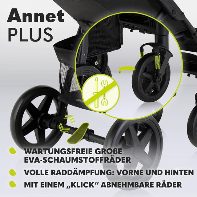 Detalle 1 de Lionelo Annet Plus Buggy ab Geburt bis 22 kg mit flacher Liegefunktion und XXL-Verdeck