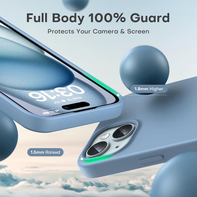 Detalle 2 de TOCOL iPhone 15 silicone slim case — Winter Blue