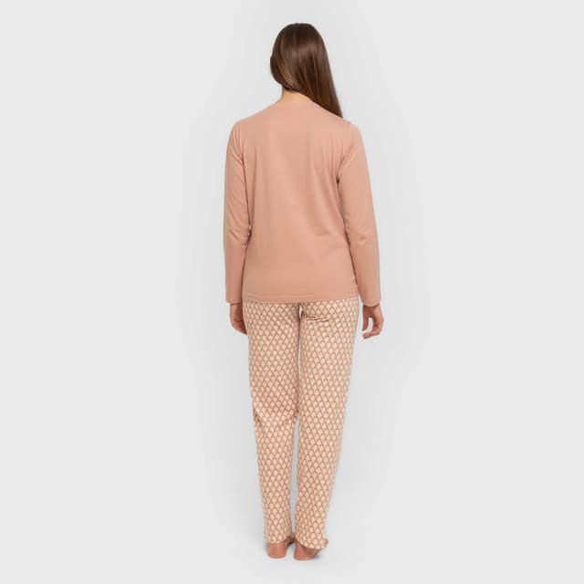 Detalle de TRAMAS+ pigiama donna 100% cotone a maniche lunghe e pantalone lungo (2 pezzi)