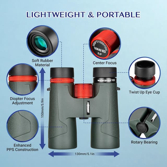 Thumbnail 6 de AOMEKIE ED 10x42 binoculars for clear viewing