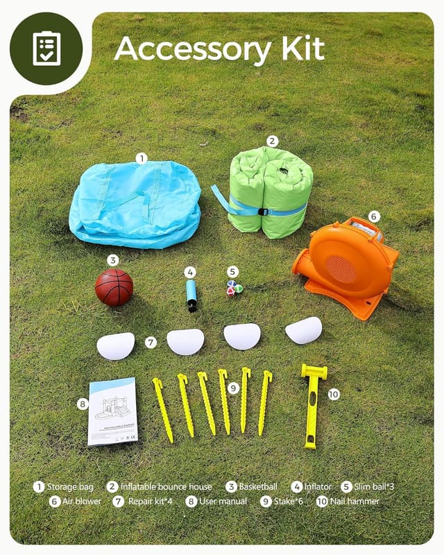 Thumbnail 5 de Outfunny Indoor Bounce House with Slide 6x6