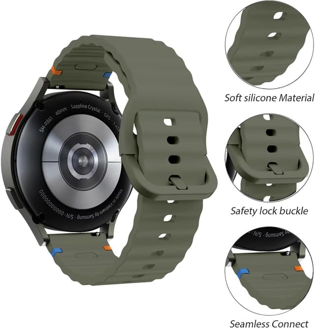 Detalle 2 de BYISYUE Watch Strap 22mm Silicone Band