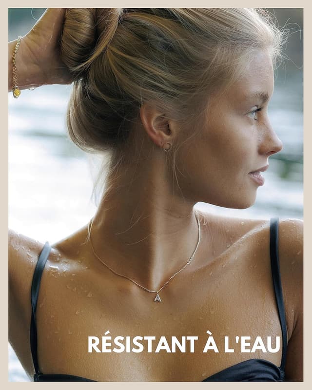 Detalle 2 de Collier à pendentifs initiales argenté GD GOOD.designs EST. 2015 (chaîne en acier inoxydable)