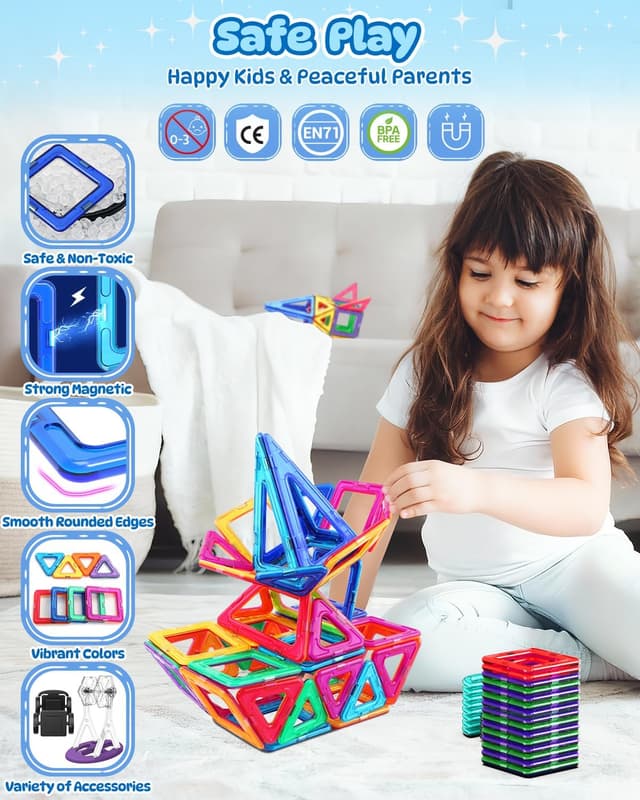 Detalle de Magnetische Bausteine Theefun 60 Teile für STEM