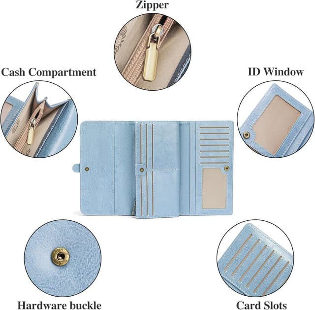 Thumbnail 2 de SENDEFN Portafoglio Donna Grande Blocco RFID 12 scomparti