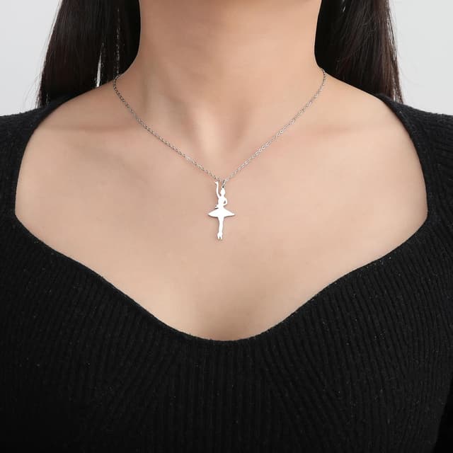 Detalle de VASSAGO Collier ballerine ballet avec cœur, pendentif danse classique (acier inoxydable) pour filles et femmes
