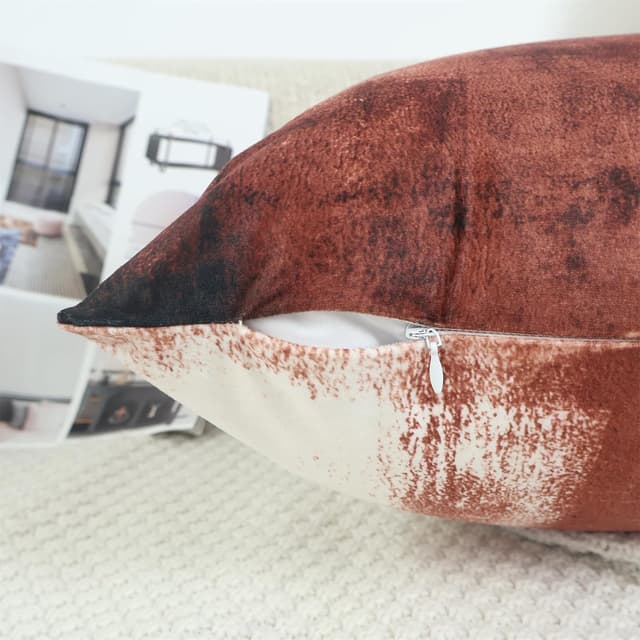 Detalle de OYIMUA Deko-Kissenbezug 50x50 im 2er-Set aus Samt (Quadrat) – mit verdecktem Reißverschluss