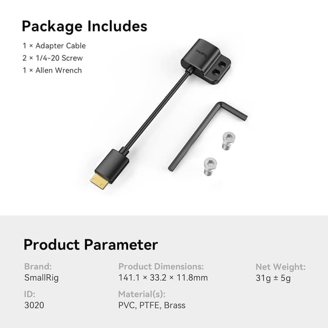 Thumbnail 6 de SMALLRIG 3020 cavo adattatore 14 cm 4K
