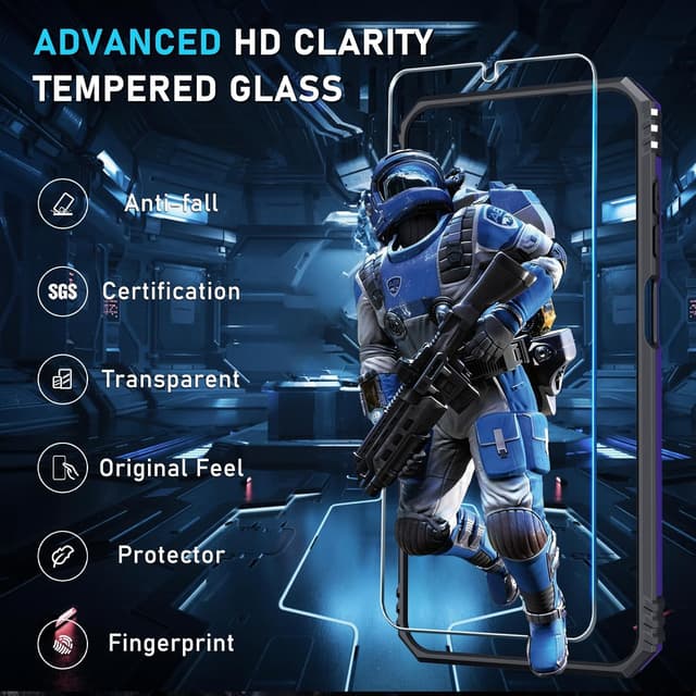 Detalle 2 de Janmitta Compatible with Samsung Galaxy A17 5G Purple Case with Slide Camera Lens Cover, Kickstand, and Tempered Glass Screen Protector