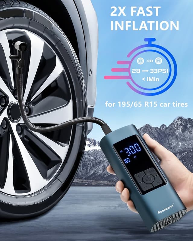 Detalle 2 de Neakhmer Tragbarer Luftkompressor 12 V mit 140 PSI