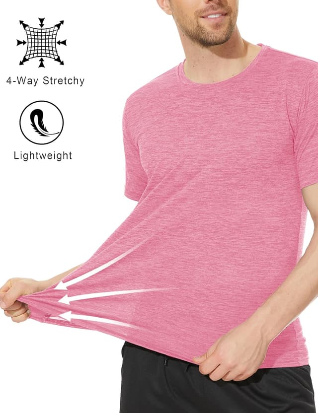 Detalle de KEFITEVD men’s quick-dry short-sleeve sport T-shirt (reflective armbands)