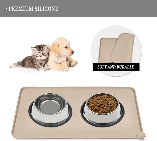 Detalle de Reopet Silikon-Futtermatten für Haustiere – wasserdichte Napfmatten mit erhöhten Rändern (mehrere Größen)
