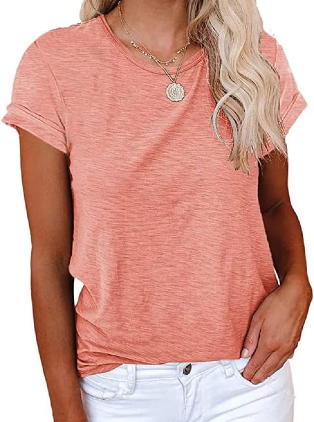 Detalle de Cicy Bell Women’s Short Sleeve Crewneck Loose Casual T-Shirts (Basic Tees)