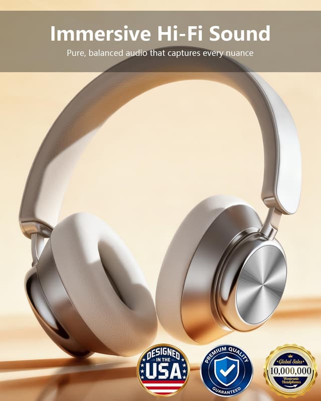 Detalle 2 de Wentronic Y03 Bluetooth over-ear headphones with Active Noise Cancelling and up to 48 hours playtime (Silver)