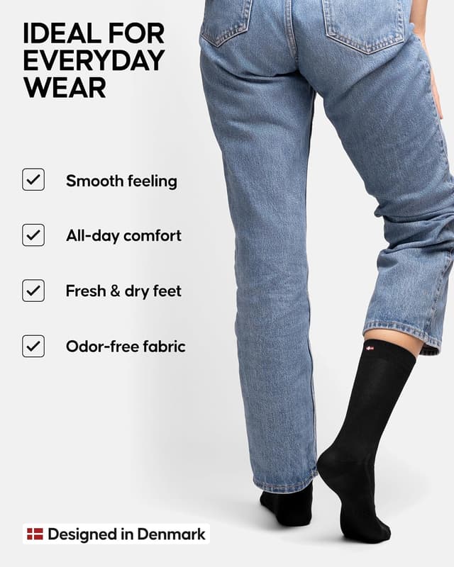 Detalle de Danish Endurance Bamboo Socks (6 Pack) – Breathable anti-sweat everyday dress socks