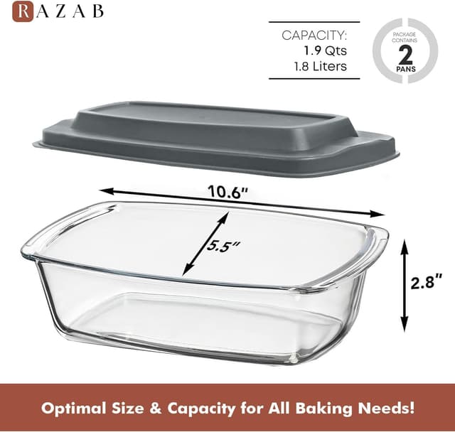 Thumbnail 2 de Razab LARGE 7.6-Cup Glass Loaf Pan Set