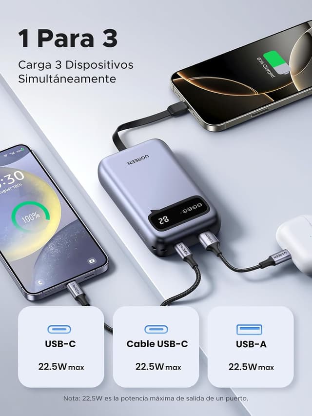 Thumbnail 3 de UGREEN Power Bank 20000mAh, Cargador Portátil con Pantalla