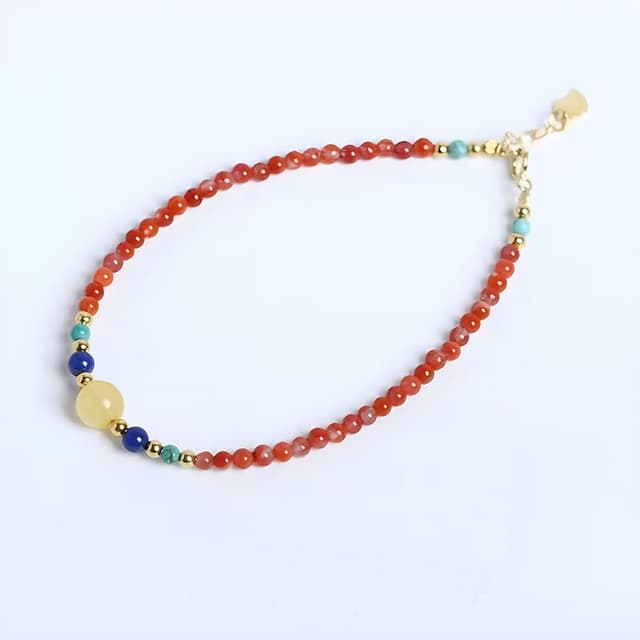 Detalle de Apocalyptic-K Damen Handgewebtes Armband im Boho-Stil mit Achat & 925 Silber/18K Gold, verstellbar (18–21 cm)