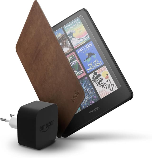 Imagen de Amazon Kindle Colorsoft 16 GB con funda de piel café en OfertitasTOP