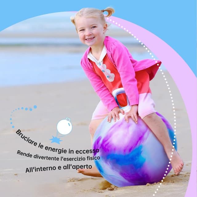 Detalle 2 de U&C Planet Hüpfball für Kinder (Wolke violett), aufblasbarer Hopperball mit Pumpe, 55 cm, bis 150 kg