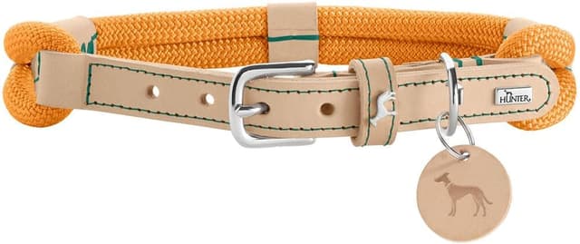 Detalle de HUNTER Hundehalsband Malia apricot/Natur, aus Tau & Leder, Größe 65 (Made in Germany)